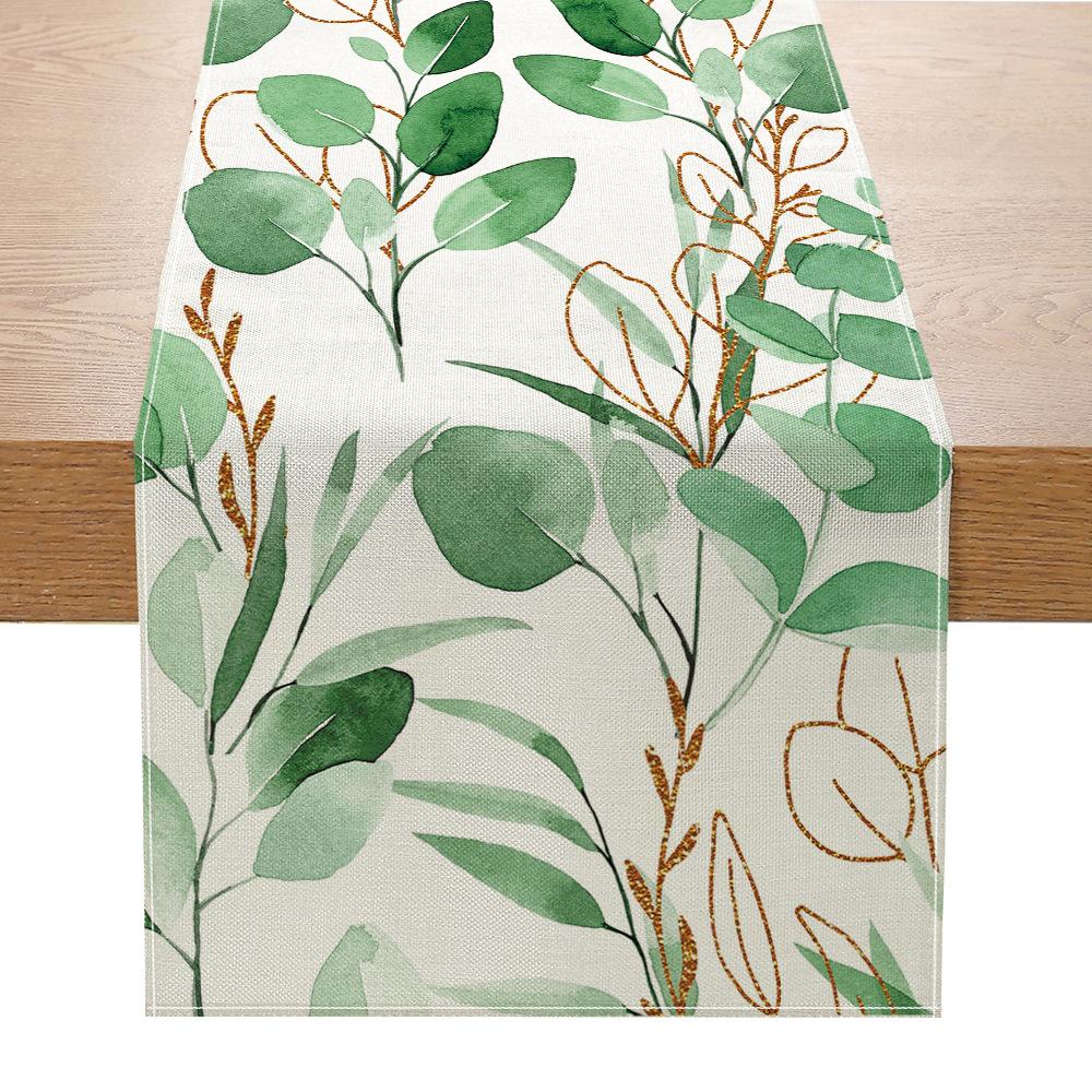 Green Plant Series Printed Table Flag Linen Home Decoration Table Table Cloth Cabinet Tea Table Decorative Cloth