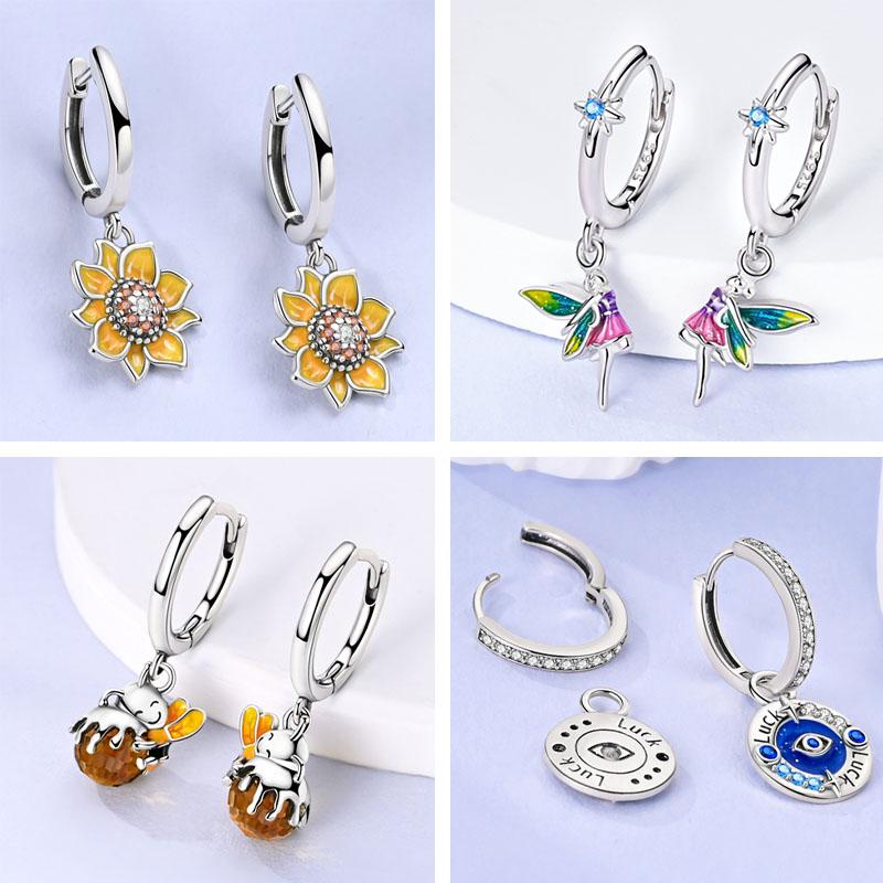 New 925 Silver Hoop Earrings Zircon Irregularity Drop Earring Stud For Original Women Birthday Party Fine Jewelry Gifts