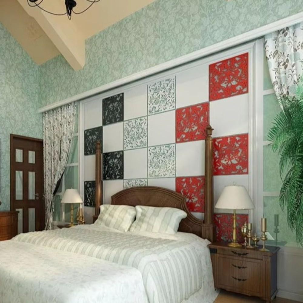 9Pcs Minimalist Hanging Partition Screen Hollow Pattern DIY Privacy Screen Wall Curtain Living Room