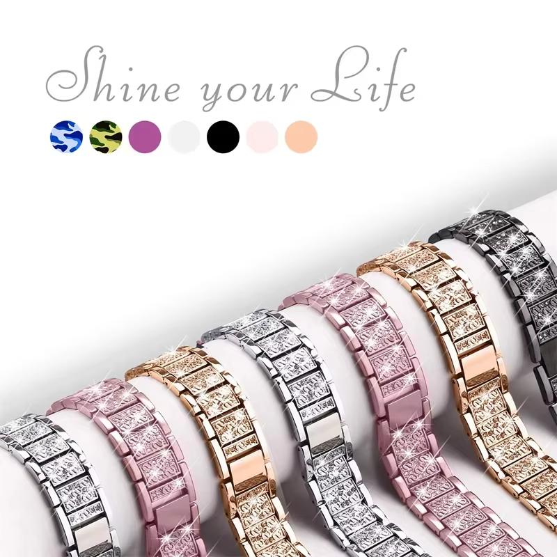 20mm Diamond Watch Band For Samsung Galaxy Watch 6 5 4 Luxury Bling Quick Release Watch Strap for Huawei Watch GT 4/3/2 Bracelet
