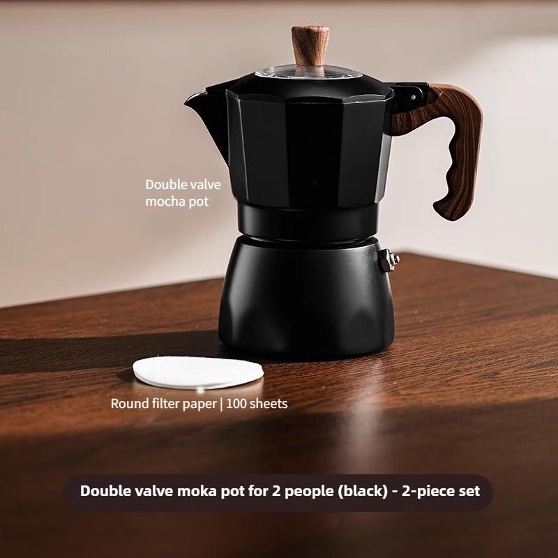Double Valve Mocha Pot Household Small Hand Cranked Italian Coffee Machine Outdoor Electric Stove Coffee Pot Set