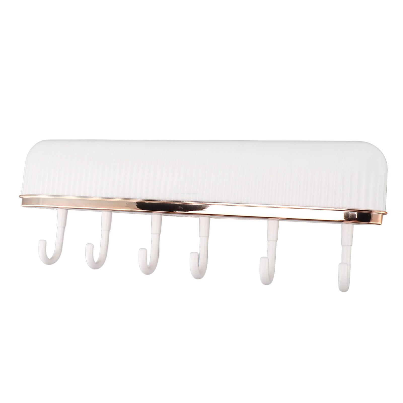 Wall Mount Hooks 6 Hooks 1 Rail ABS Easy Installation Heavy Laod Bearing Wall Hook Racks for Kitchen Towel Coat Hat