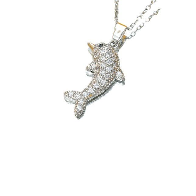 Full Diamond Dolphin New Fashion Necklace Versatile High-end Jewelry
