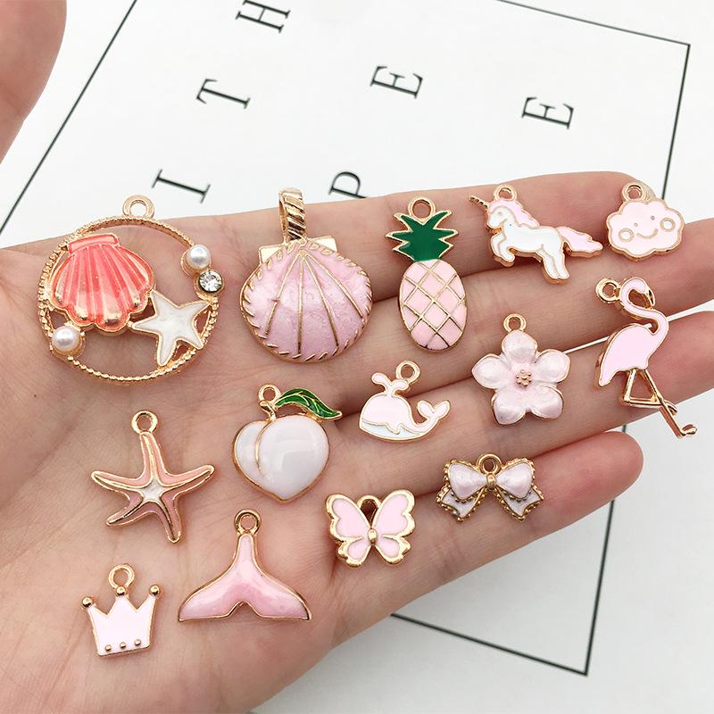 31 Alloy Pendant Types: Pink Shell Series DIY Korean Earrings & Bracelet Accessories