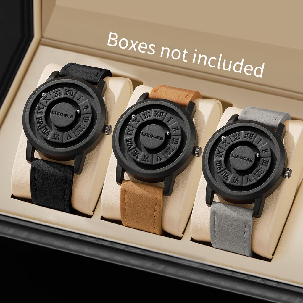 2/3PCS Fashion Roma Dial Men Quartz Watches Casual Leather Strap Wrist Watches Male Clock Reloj Hombre