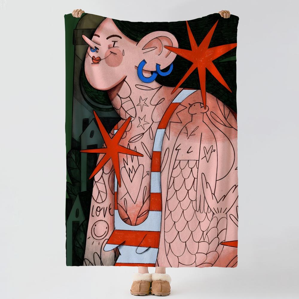 Artist M-Malen Pazos-s Throw Thick Comfort Flannel Quilt, Multi-scene Use Indoor Outdoor Daily Nap