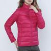 Women's Minimalist Solid-Color Down Jacket with Stand Collar Lightweight Style Plus Size Available