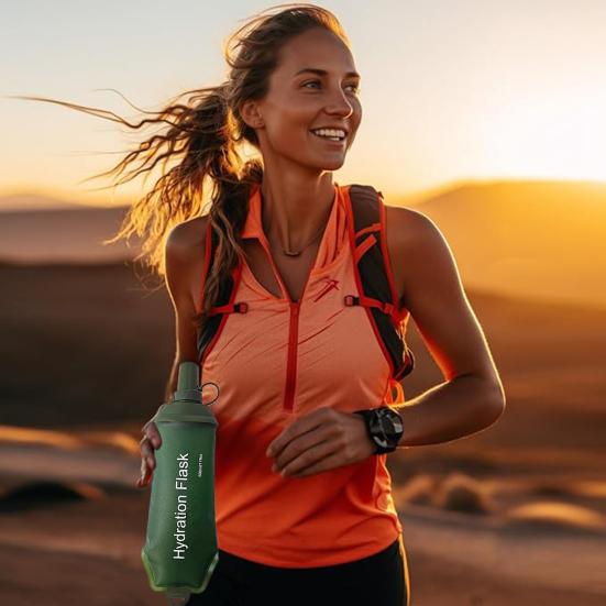 TPU Collapsible Soft Water Bottle Flask Food Grade BPA Free Leakproof Foldable Outdoor Sports Hydration Bottle