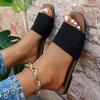 Fashion Women's Flat Bottom Sandals 2025 Summer New Style Beaded Rhinestone Shoes Womens Outdoor Fashion Slippers