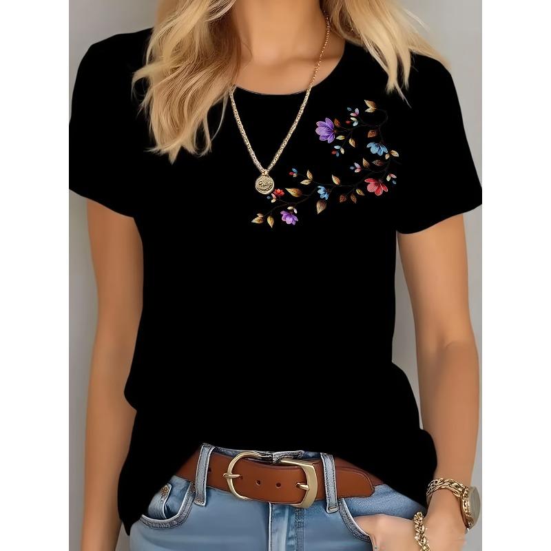 European Sizes Women's Blend T-Shirt - Classic Fit, Soft Breathable, Casual Daily Wear, Classic Crew Neck, Versatile for Any Outfit, Multiple Colors