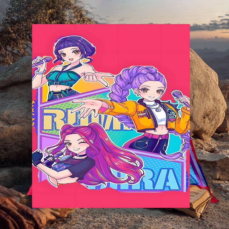 1PC Kpop cartoon Flannel Blanket Gift, Suitable for Both Men And Women, Soft Ideal for Beds And Sofa, Birthday Or Christmas Gift