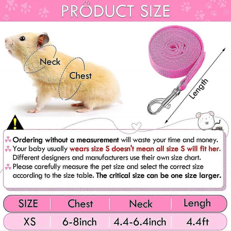 2 Pieces Guinea Pig Clothes Baby Ferret Rats Hamster Soft Mesh Harness Leash Vest Set with Bell for