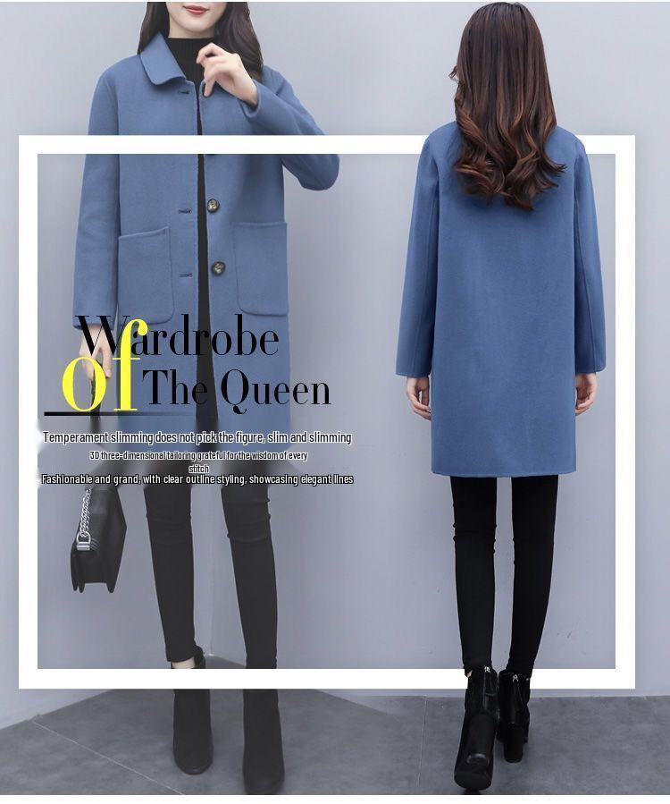 Women's Mid-Length Woolen Coat - 2025 Korean Style, Loose Fit, Plus Size, Slimming, Age-Reducing for Autumn/Winter