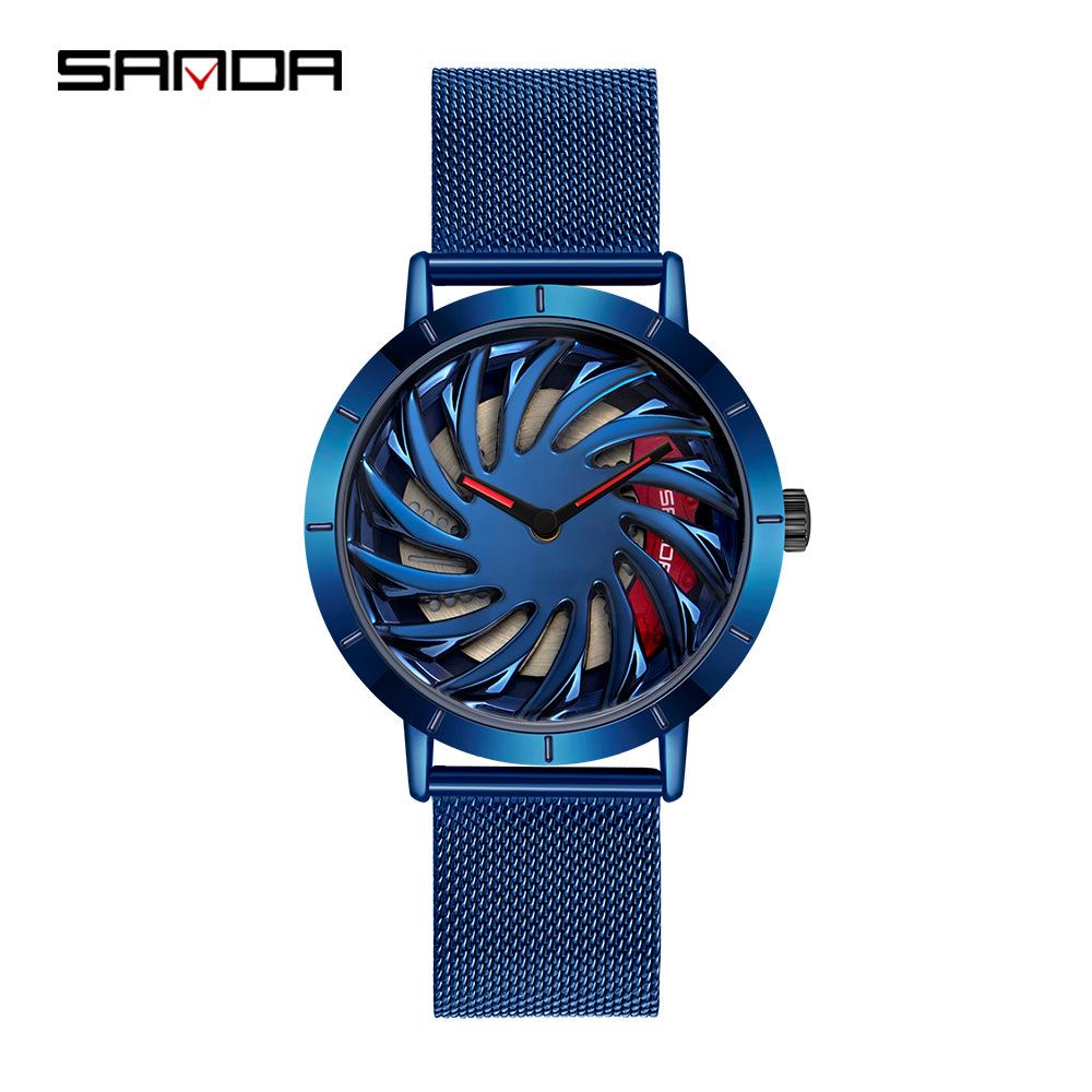 Sanda Meilleure Vente 1088 Montre pour Adolescent: Personnalisé, Cadran Rotatif 3D, Tendance, Quartz Étanche.