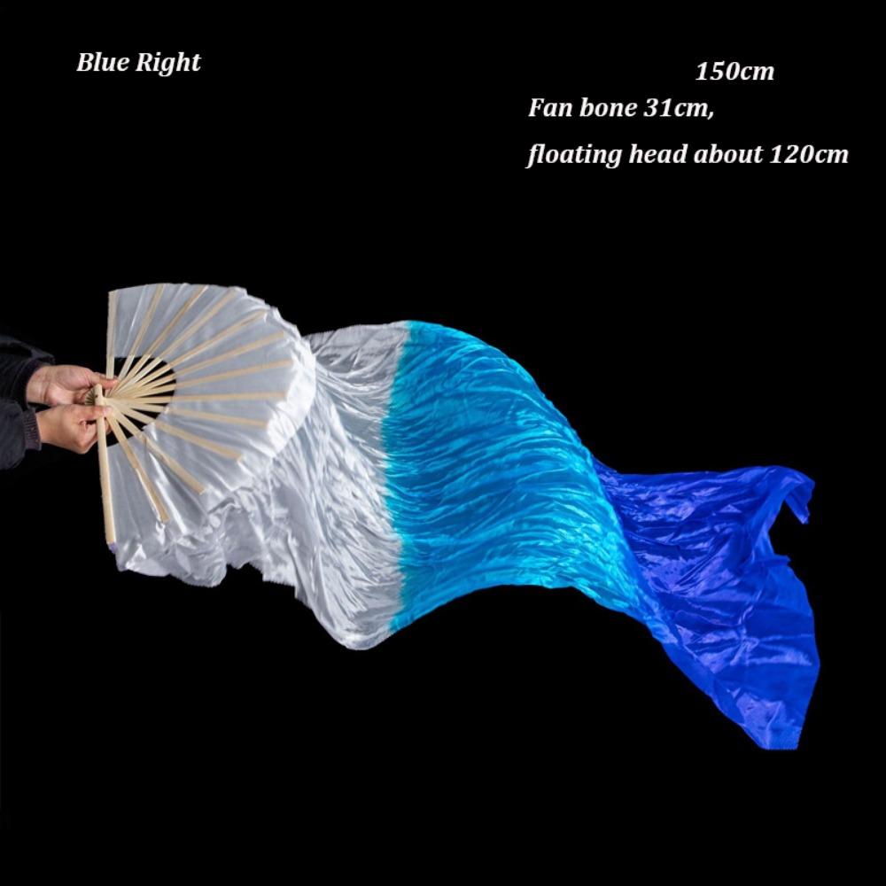 Gradient Color Belly Dancing Fan 150cm Length Multicolors Long Imitation Fan Dance Accessories Rayon Silk Fans For Kid Women