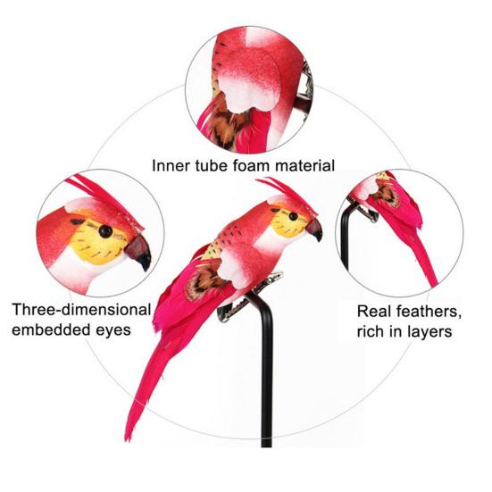 Realistische künstliche Papageienvogel-Dekoration, handgefertigter Schaumstoff mit Federn, Garten- oder Heimdekoration