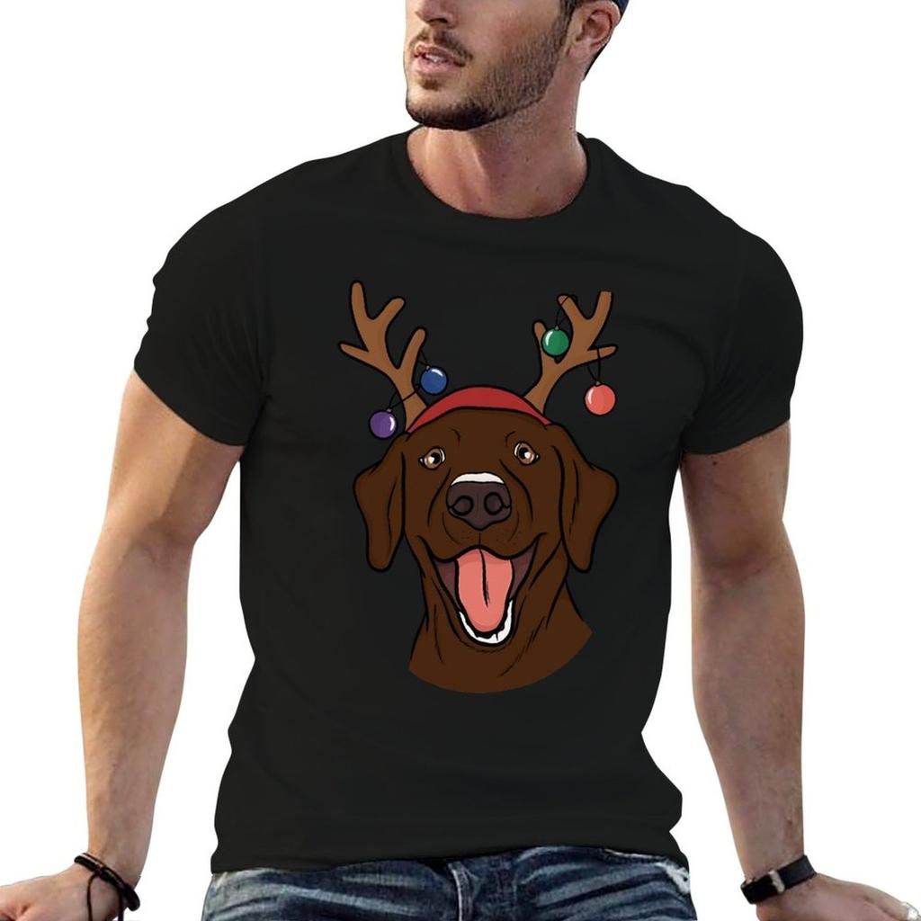 Christmas Chocolate Lab T-Shirt Casual Loose Daily Wear T-Shirt