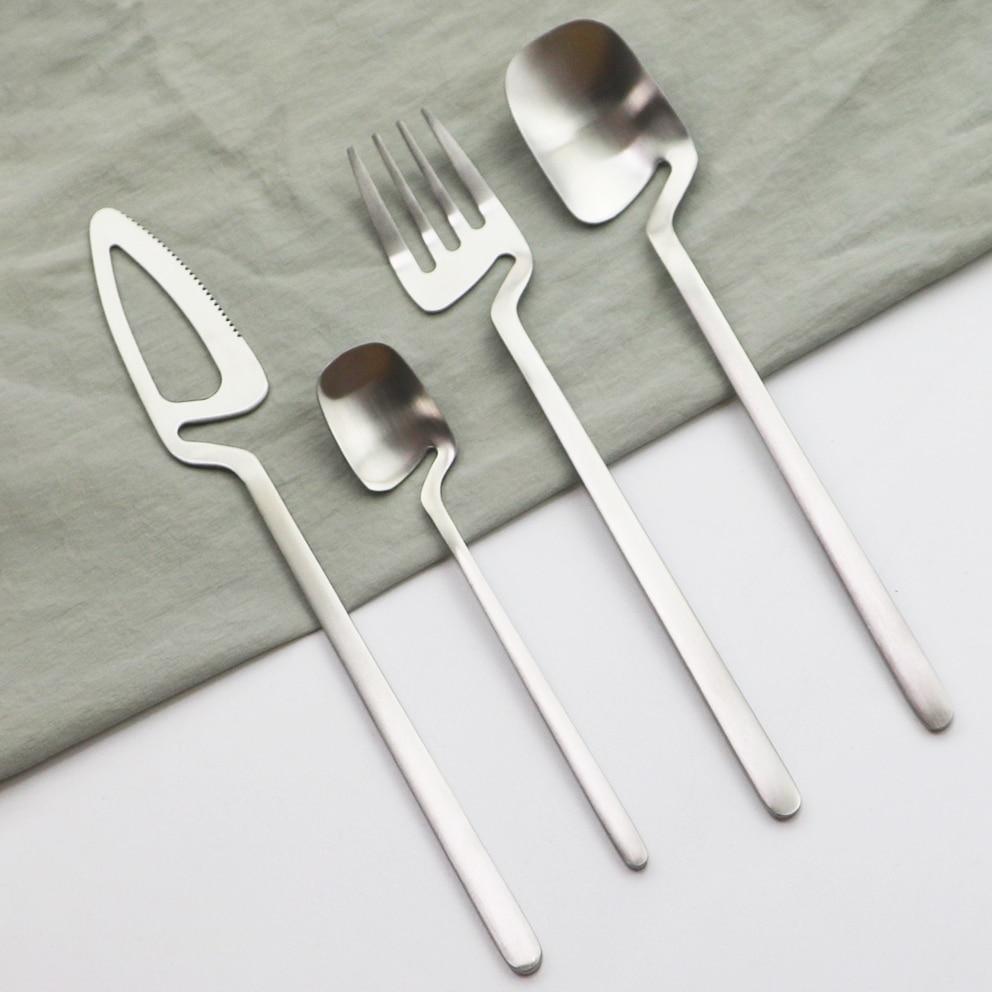 Black Portable Dinnerware Set Knife Fork Spoon Straw Set 304 Stainless Steel Travel Camping Dinnerware Set With Storage Bag