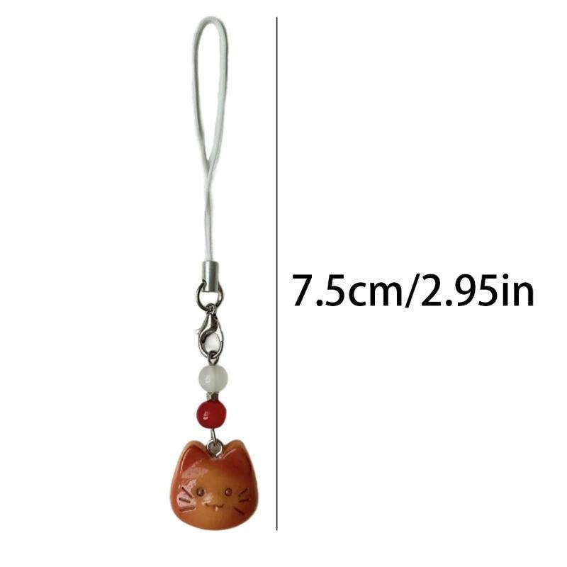 Fashion Cartoon Cat Bead Pendant Phone Straps Lanyard Pocket Keychain Strap Backpack Charm Car Key Decoration Chain