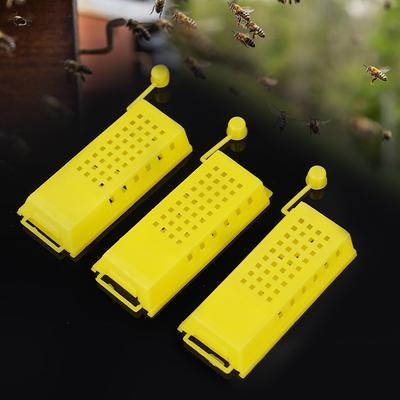 10Pcs Queen Bee Post Cage with Leg Plastic Yellow Catcher Apiculture Device Isolation Beekeeping Transport Cages Beekeeping Tool