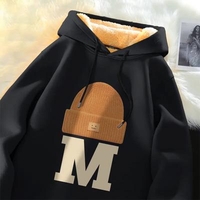 Gepolstertes Baumwoll-Sweatshirt für Damen, Herbst und Winter, mit Kapuze, verdickt, warm, bequem, Pullover, Oberteil, lockeres Retro-Freizeit-Sweatshirt