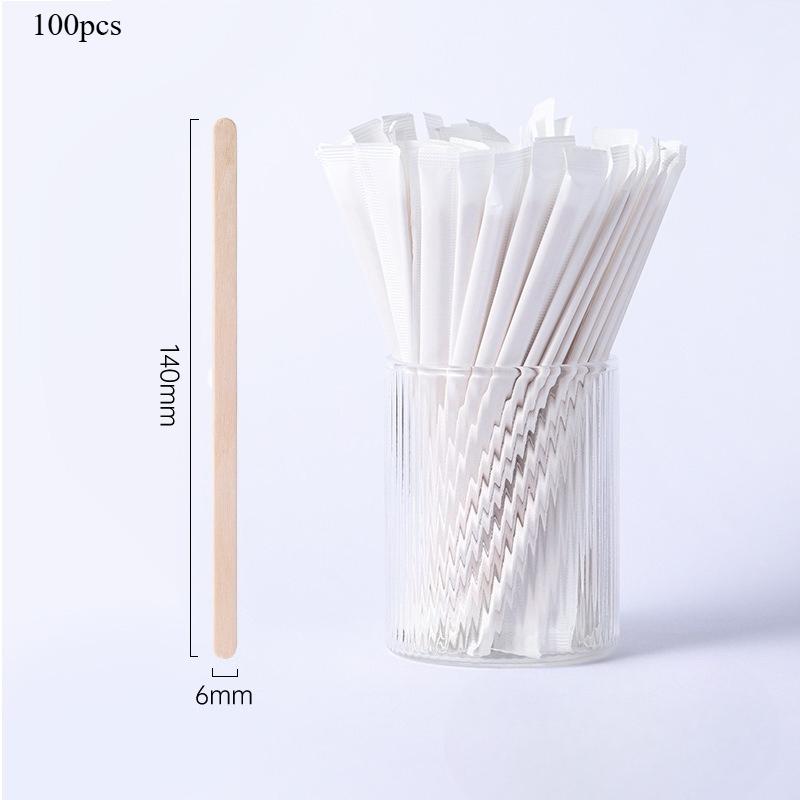 

Wooden Coffee Stirrers Individually Wrapped Disposable Tea Drink Cocktail Mixer Swizzle Sticks Round End