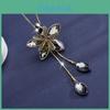 Included Long Crystal Embellished Sweater Chain With Flower Design For Women And Men