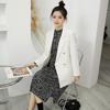 2025 Women's Creamy White British Style Casual Suit Jacket with Metal Buttons