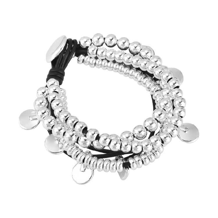 

Multiple Strands Silver Plated Bead Bracelet Comfortable Wear Alloy Jewelry For Styles Mixing 1