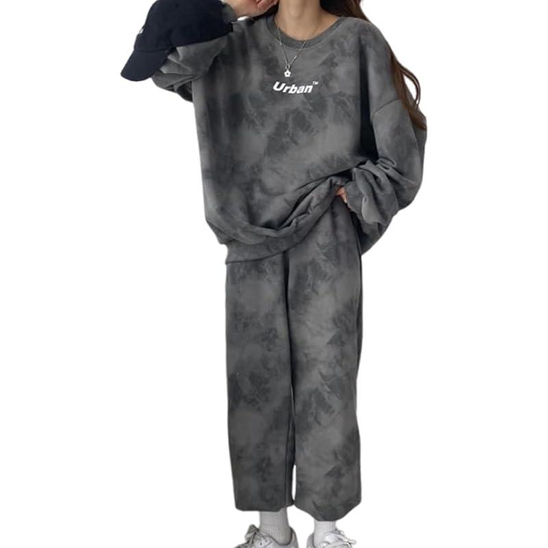 

[Air Buy] logo set up ladies top and bottom set sweatshirt pants casual sports long sleeve tie dye spring summer short sleeve t-shirt fashionable