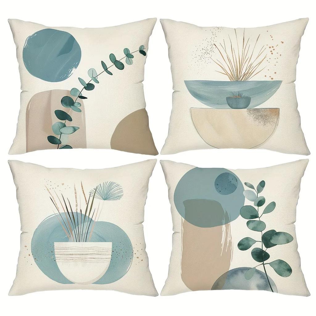Bohemian Style Home Decoration Pillowcase Abstract Simple Geometric Leaf Pattern Design Living Room Sofa Chair Cushion Cover