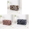 Plush Leopard Print Makeup Bag Large Capacity Travel Organizer For Women