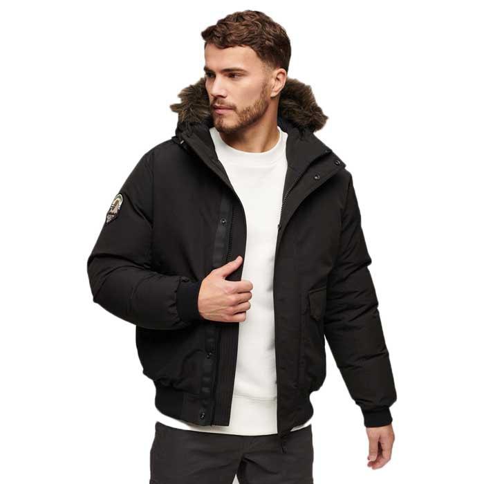 SUPERDRY Bomber Everest Down Coat 100% Recycled Polyester Black De Jais