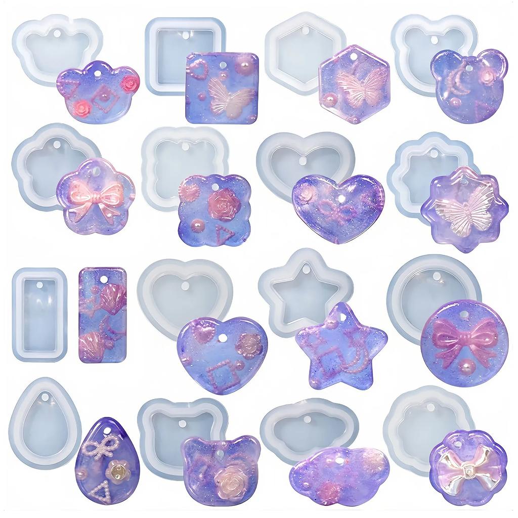 1/3PCS Keychain Pendant Silicone Mold DIY Moules Silicone Crystal Epoxy Resin Mold for Necklace Bracelet Jewelry Making Findings