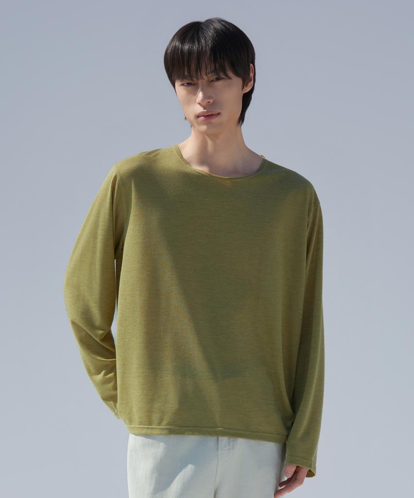 Dibeullu Low-Cut Scoop Neck Long Sleeve Olive