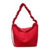 Canvas Bag Women's Large-capacity New Summer Versatile Pleated Shoulder Messenger Bag College Student Tote Bag
