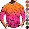Men's Casual Halloween Print Crew Neck T Shirt Three Quarter Sleeve Top Comfortable Fit Lightweight Fabric Stylish Design