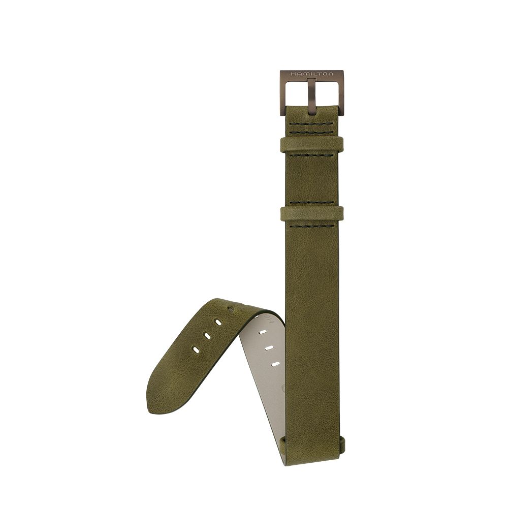 [Hamilton] Green Leather NATO Style Strap 20mm H6006941051