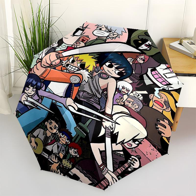 

1pc Outdoor Umbrella with Naruto, Sasuke, Sakura, and Other Anime Characters - Automatic Opening/Closing Umbrella with Portable Tri-Fold Design,