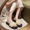 Sexy Women's Cloth Slippers Soft Sole Slip On Flat Slippers Home Mute Anti-slip Slides Outdoor Street Sandals Sandalias De Mujer