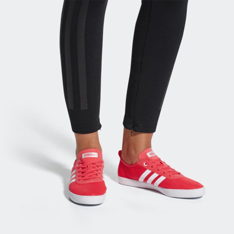 Adidas Neo Fabric Breathable Durable Non-Slip Low-Top Skate Shoes Women Sneakers Red DB0166