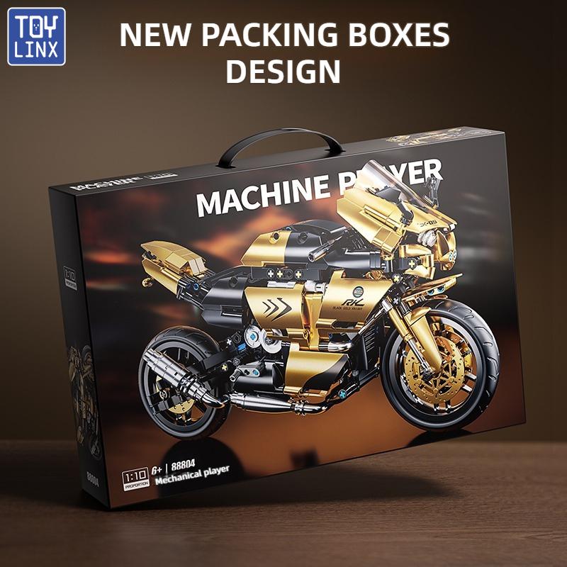 TOYLINX Technic 703 SZT. Zestaw Klocków Motocyklowych Kolekcjonerski Model Motocykla do Ekspozycji Duży Motocykl do Zbudowania Pomysł na Prezent