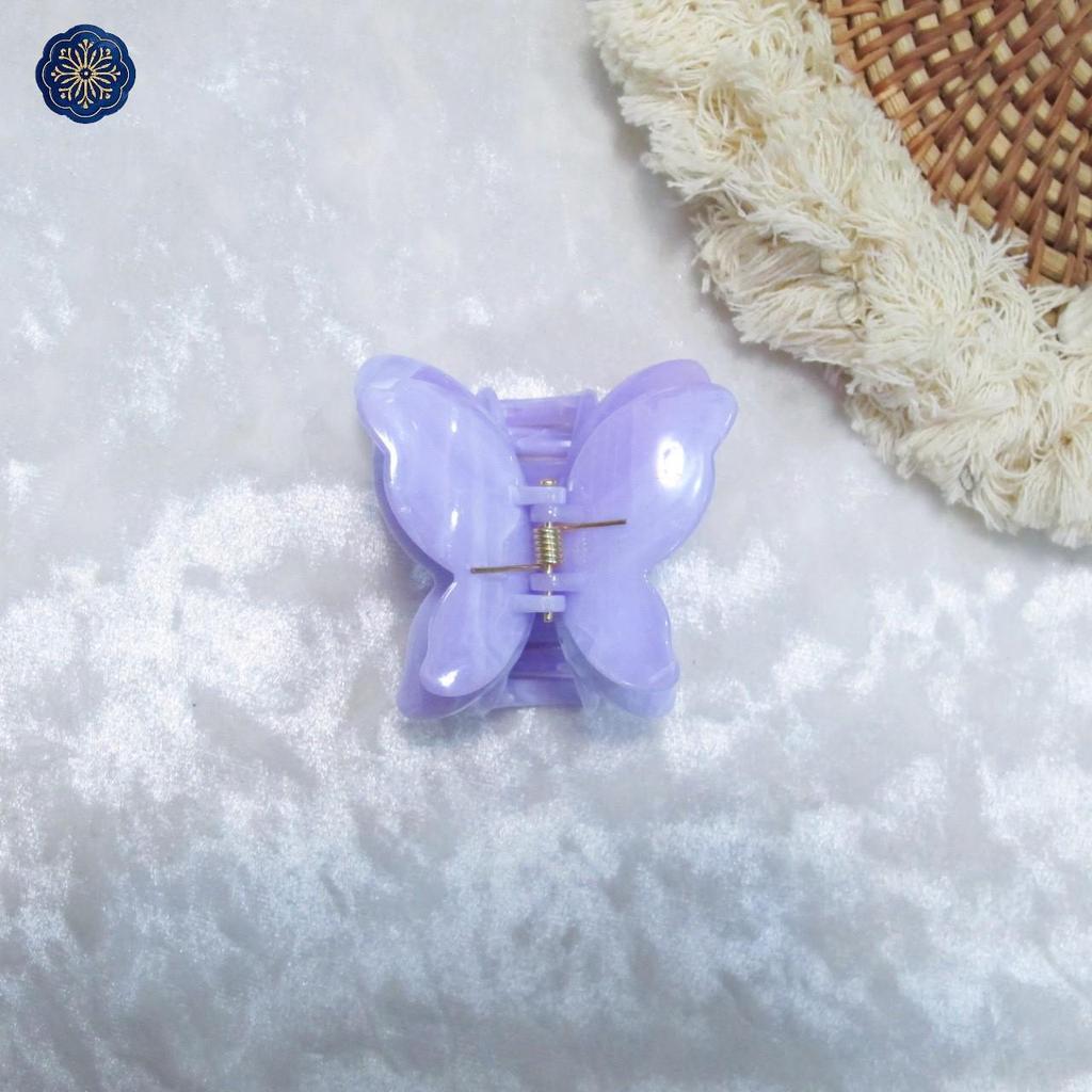 Gradient Butterfly Claw Hair Clip - Fashionable Marble Texture Updo Accessory