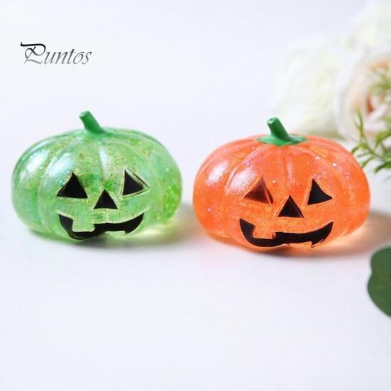 Pumpkin Stress Relievers 1/4Pcs Halloween Relief Toy, Smiling Head Squeeze Toy Clear Glitter Office Desk for Relieve Anxiety Slow Rebound Toys