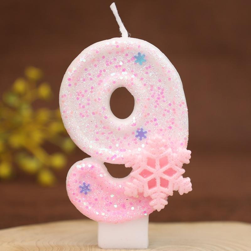 

Handmade Pink Snowflake Digital Birthday Candle New Creative Cake Birthday Party Candle 9