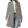 Women's Fashion Long-Line Slim-Fit Coat Solid-Colour Long-Sleeved Outerwear