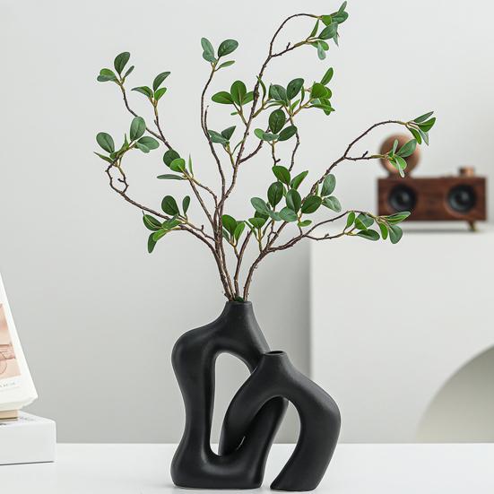 Yousheng 2 Pcs/Set Ceramic Vases Irregular Circular Cross Modern Boho Vase Minimalist Nordic Style Flower Vase for Tabletop Shelf Home Decor
