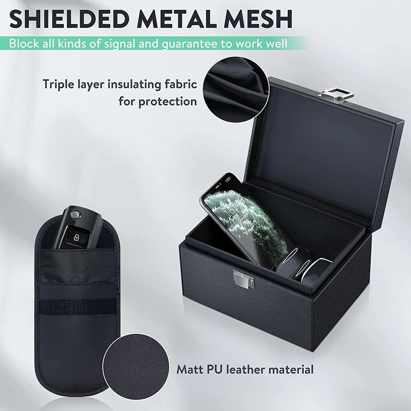 Black RFID Shielded Faraday Box Anti Theft Fob Protector Radiation-proof Mobile Phone Signal Shield Box Wifi