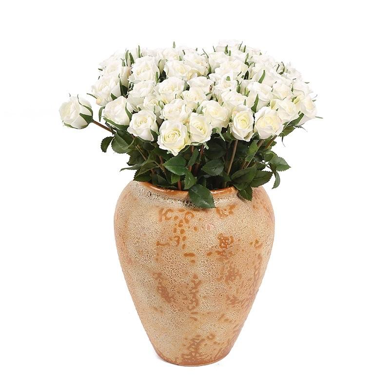 12PCS Fake Roses Bouquet Long Stem Artificial Silk Flowers Realistic Roses for Home Wedding Indoor Outdoor Table Decoration Party