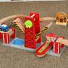 Wooden Train Track Toys Set Lifting Large Suspension Bridge Accessories Track Train Rail Transit Wooden Railway Kids Toys PD82